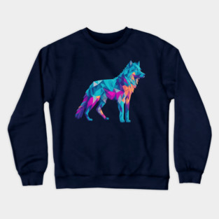 Geometeric Low Poly 3D Wolf Crewneck Sweatshirt