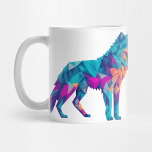 Geometeric Low Poly 3D Wolf Mug