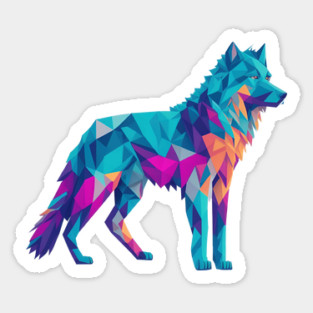 Geometeric Low Poly 3D Wolf Sticker