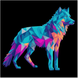 Geometeric Low Poly 3D Wolf Posters and Art