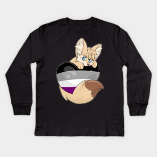 Asexual Flag-Heart Fennec Fox Kids Long Sleeve T-Shirt