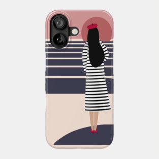 Brunette in Red Beret Phone Case