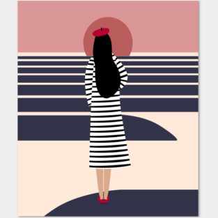 Brunette in Red Beret Posters and Art