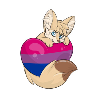 Bi Flag-Heart Fennec Fox T-Shirt