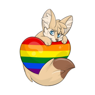 LGBTQIA Heart Flag - Fennec Fox T-Shirt