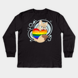 LGBTQIA+ Flag Heart - Fennec Fox Kids Long Sleeve T-Shirt