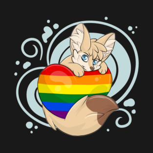 LGBTQIA+ Flag Heart - Fennec Fox T-Shirt