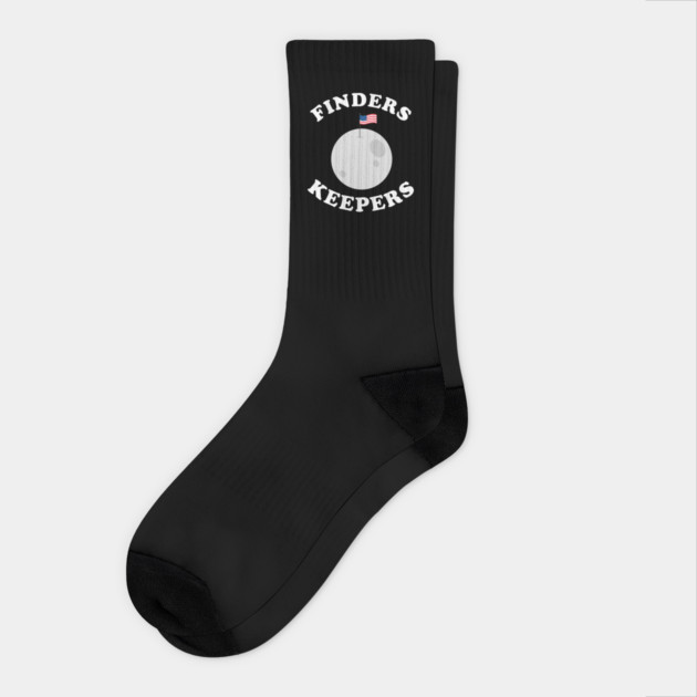 Finders Keepers Funny Moon Flag Socks by dumbshirts