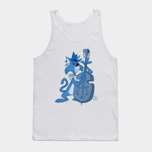 JAZZ CAT PLAYING STRING BASS Tank Top