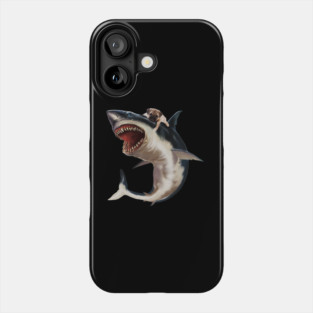 Funny Pug Dog Riding a Shark, Pug Lover Phone Case