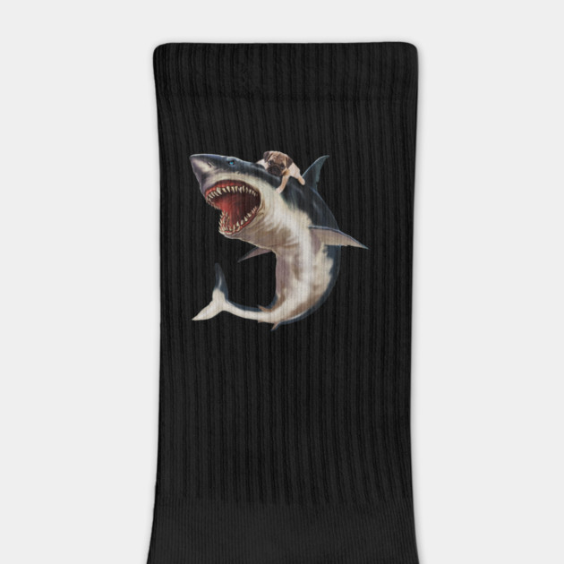 Funny Pug Dog Riding a Shark, Pug Lover by logiamerch