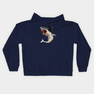 Funny Black Cat Riding a Shark, Cat Lover Kids Hoodie