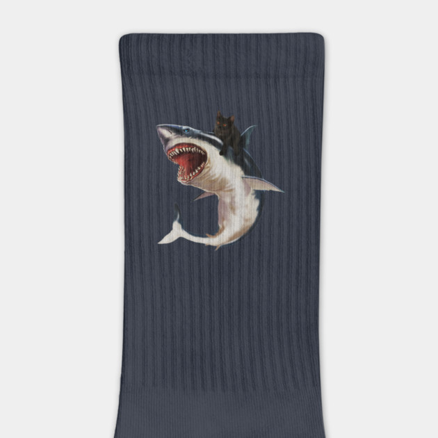 Funny Black Cat Riding a Shark, Cat Lover by logiamerch