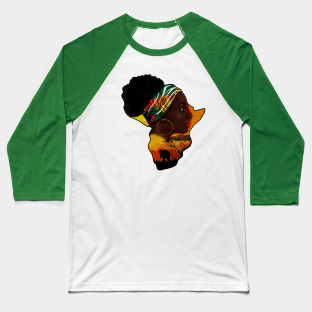 Africa Map, African Woman, Safari Love Africa Baseball T-Shirt by logiamerch