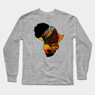 Africa Map, African Woman, Safari Love Africa Long Sleeve T-Shirt