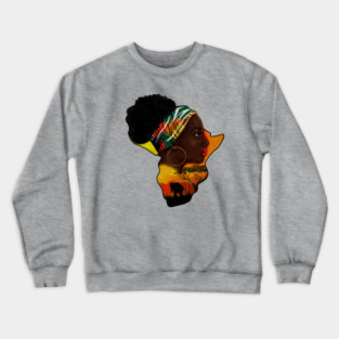 Africa Map, African Woman, Safari Love Africa Crewneck Sweatshirt