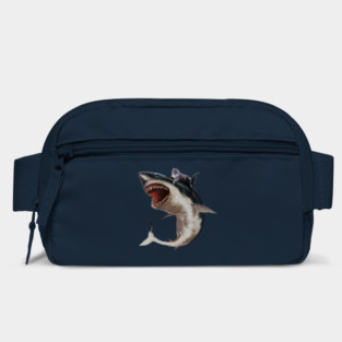 Funny Maine Coon Cat Riding Shark, Cat Lover Bag