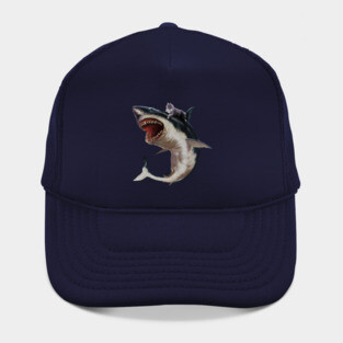Funny Maine Coon Cat Riding Shark, Cat Lover Hat