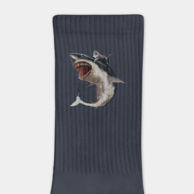 Funny Maine Coon Cat Riding Shark, Cat Lover by logiamerch