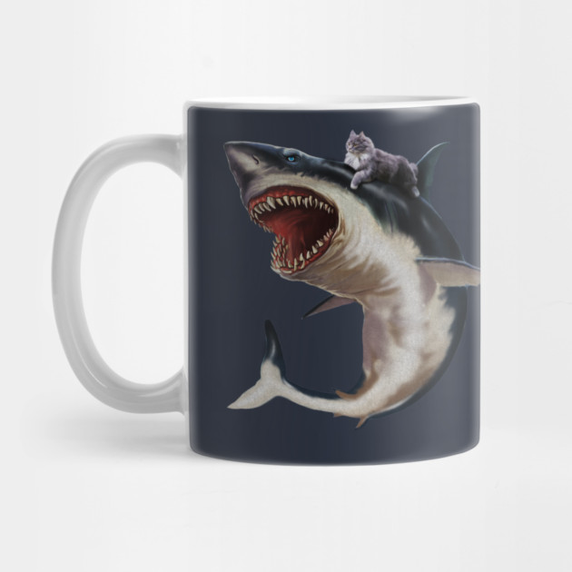 Funny Maine Coon Cat Riding Shark, Cat Lover by logiamerch