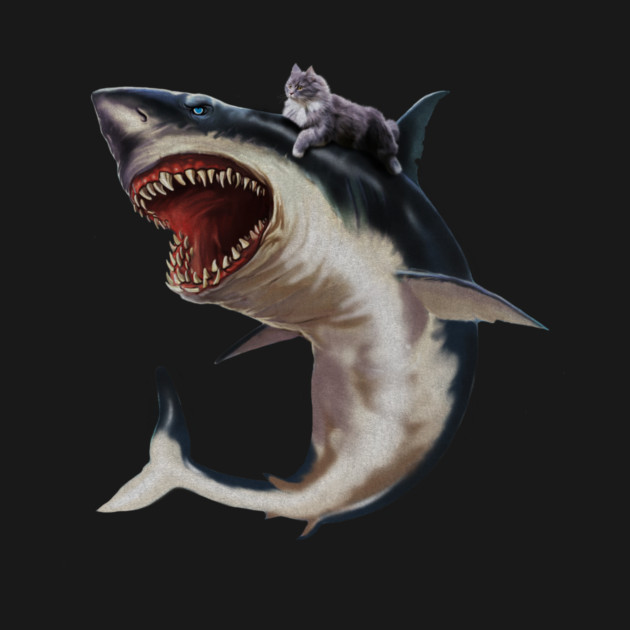 Funny Maine Coon Cat Riding Shark, Cat Lover by logiamerch