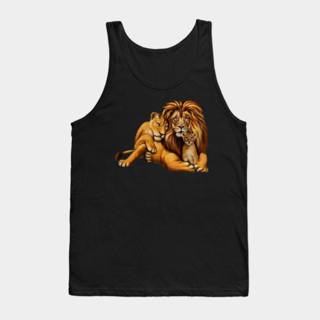African Lion Family, Lioness, Lion and Cub Tank Top by logiamerch