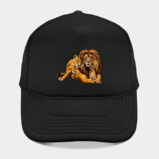 African Lion Family, Lioness, Lion and Cub Hat