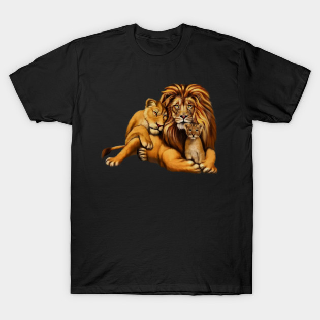 African Lion Family, Lioness, Lion and Cub T-Shirt by logiamerch