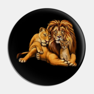 African Lion Family, Lioness, Lion and Cub Pin
