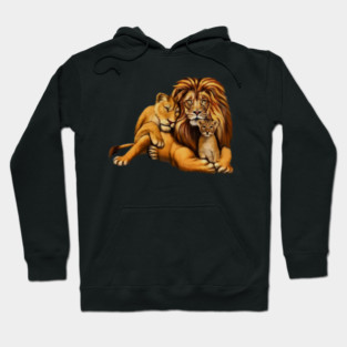 African Lion Family, Lioness, Lion and Cub Hoodie