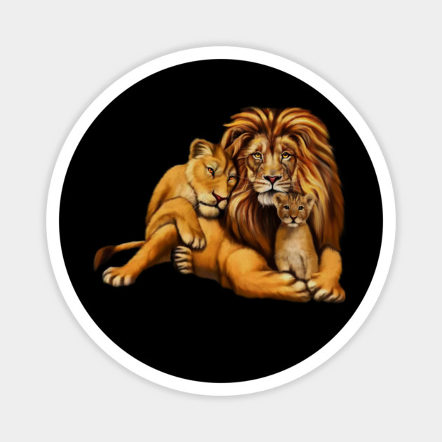 African Lion Family, Lioness, Lion and Cub Magnet by logiamerch