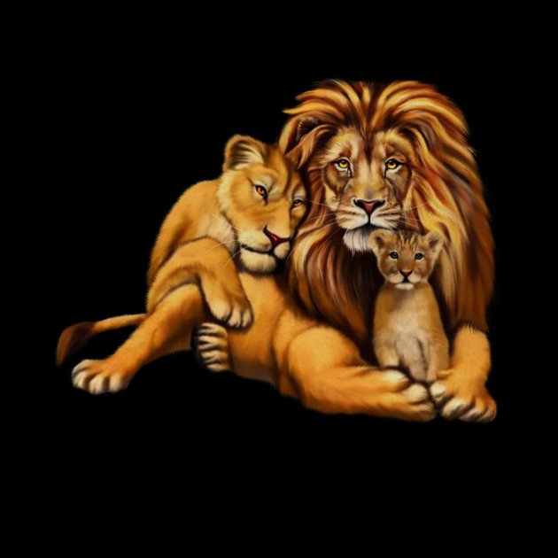 African Lion Family, Lioness, Lion and Cub by logiamerch