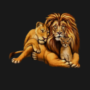 African Lion Family, Lioness, Lion and Cub T-Shirt