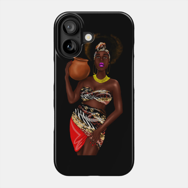 African Woman Holding a Pot, Traditional African Style Phone Case by logiamerch