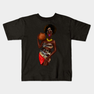 African Woman Holding a Pot, Traditional African Style Kids T-Shirt