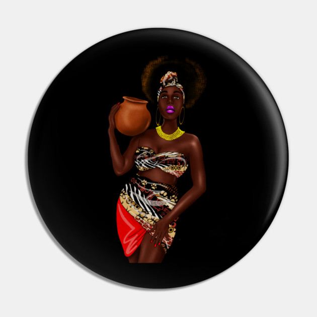 African Woman Holding a Pot, Traditional African Style Pin by logiamerch