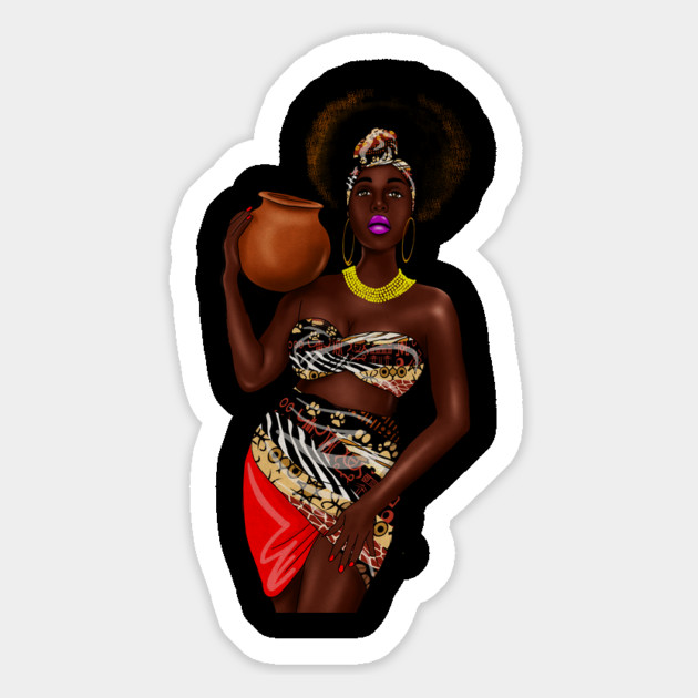 African Woman Holding a Pot, Traditional African Style Magnet by logiamerch