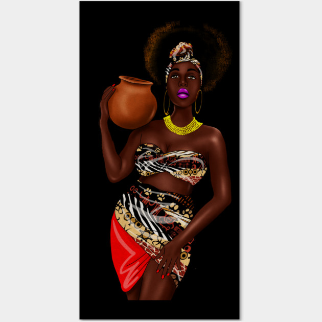 African Woman Holding a Pot, Traditional African Style Wall Art by logiamerch