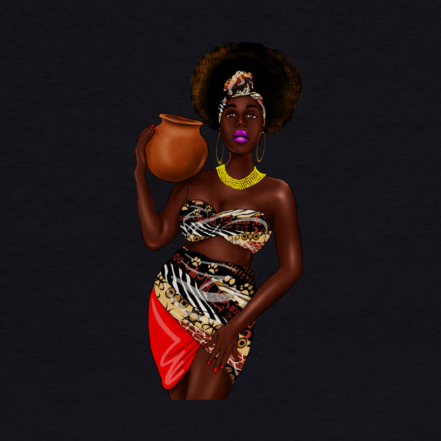 African Woman Holding a Pot, Traditional African Style by logiamerch