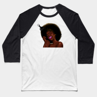 Afro Woman with Comb in her Hair, African Woman Baseball T-Shirt