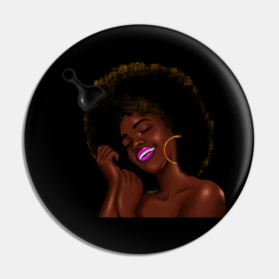 Afro Woman with Comb in her Hair, African Woman Pin