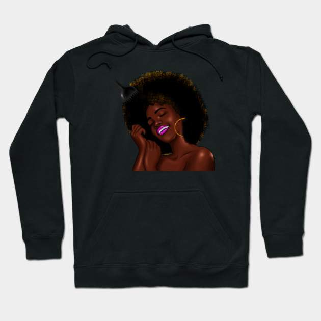 Afro Woman with Comb in her Hair, African Woman Hoodie by logiamerch