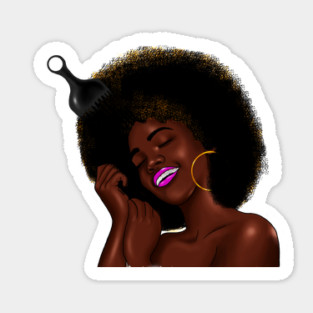 Afro Woman with Comb in her Hair, African Woman Sticker