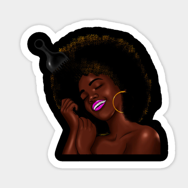 Afro Woman with Comb in her Hair, African Woman Magnet by logiamerch