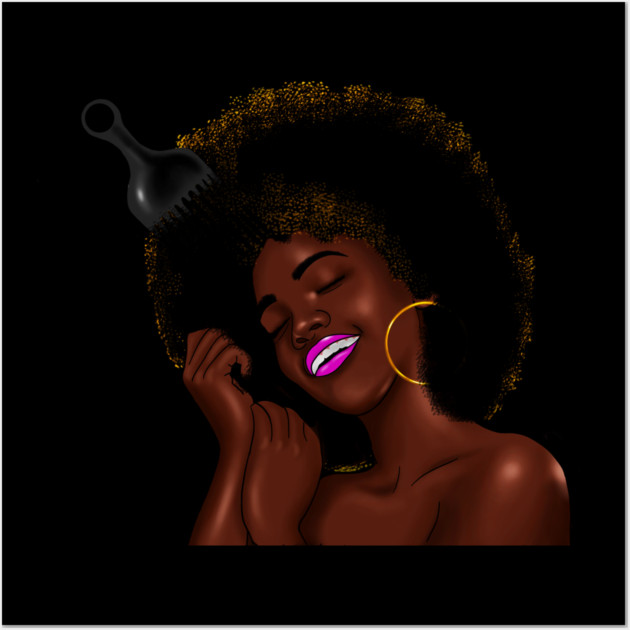 Afro Woman with Comb in her Hair, African Woman Wall Art by logiamerch