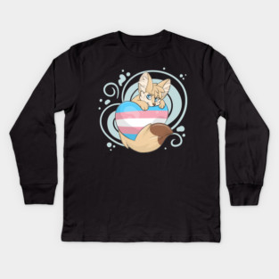 Trans-Flag with Fennec Fox Kids Long Sleeve T-Shirt