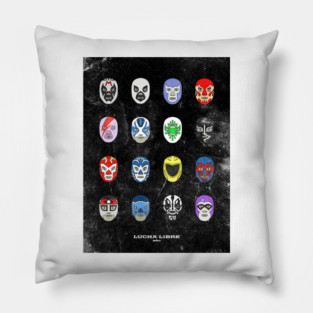 Luchadores Poster Grunge Pillow