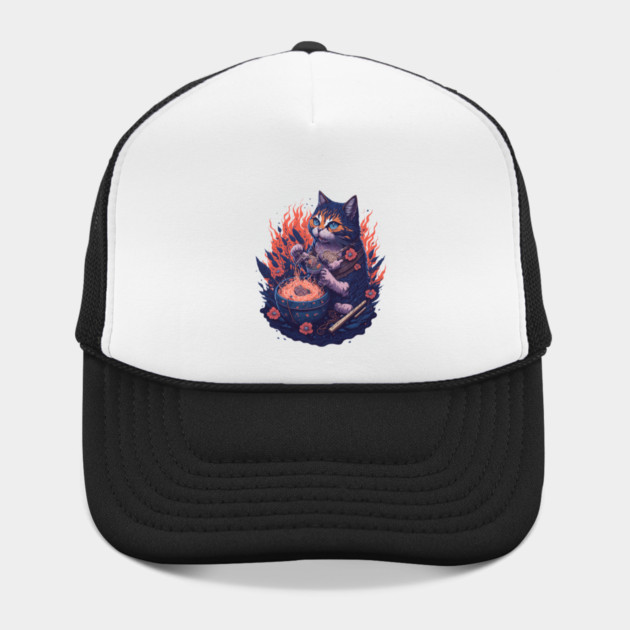 Fantasy cat eating ramen illustration by DrollDrifter