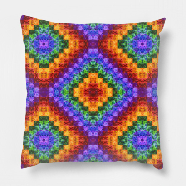 Rainbow Diamonds Quilt Pillow by Tiger Torre