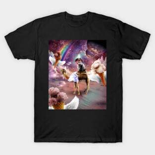 Cat Riding Camel With Flying Space Ice Cream T-Shirt